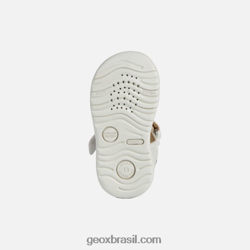 sandália macchia menina off white/prata Geox 28TF8X1477