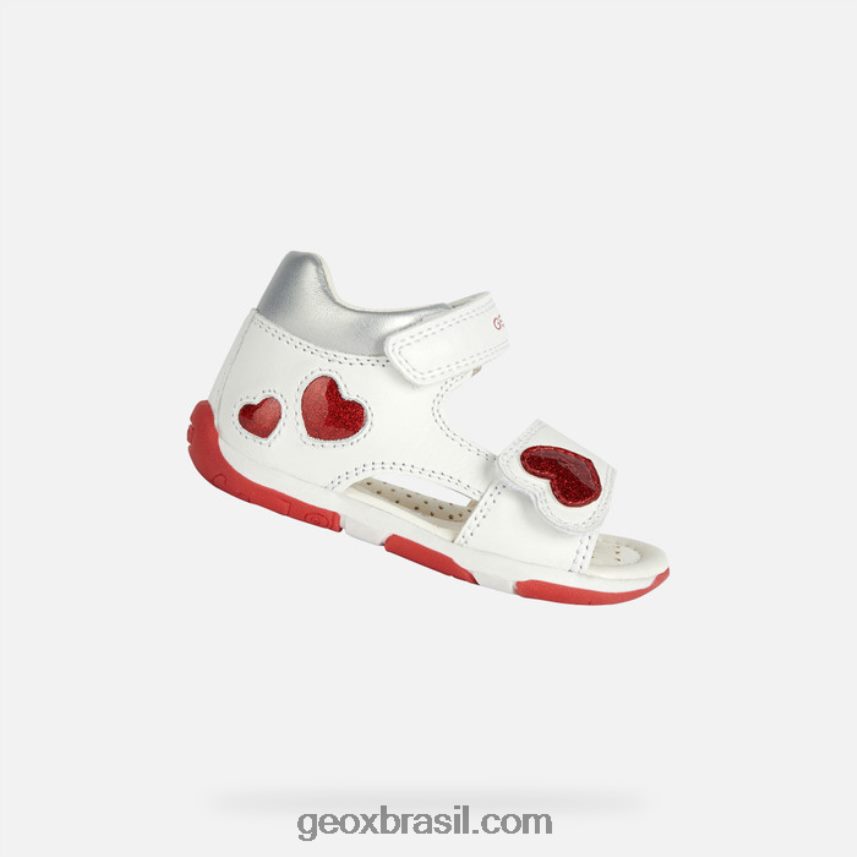 sandália tapuz menina branco/vermelho Geox 28TF8X2014