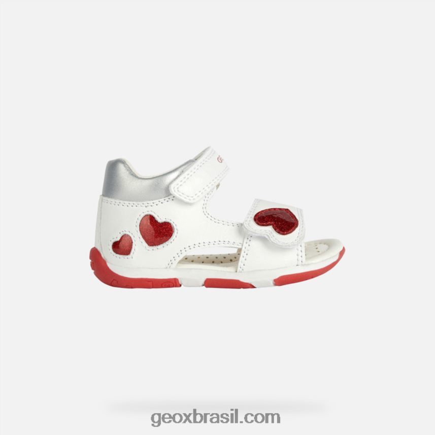 sandália tapuz menina branco/vermelho Geox 28TF8X2014