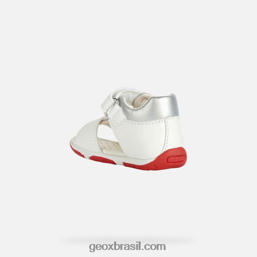 sandália tapuz menina branco/vermelho Geox 28TF8X2014