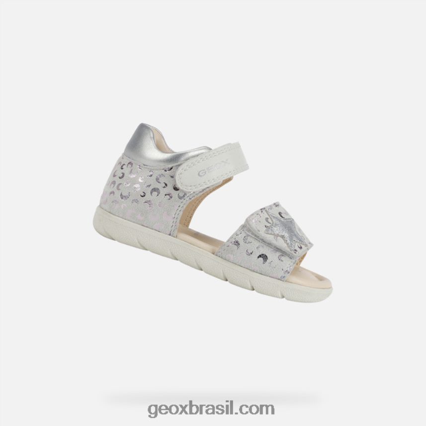 sandália alul criança prata branca Geox 28TF8X1599