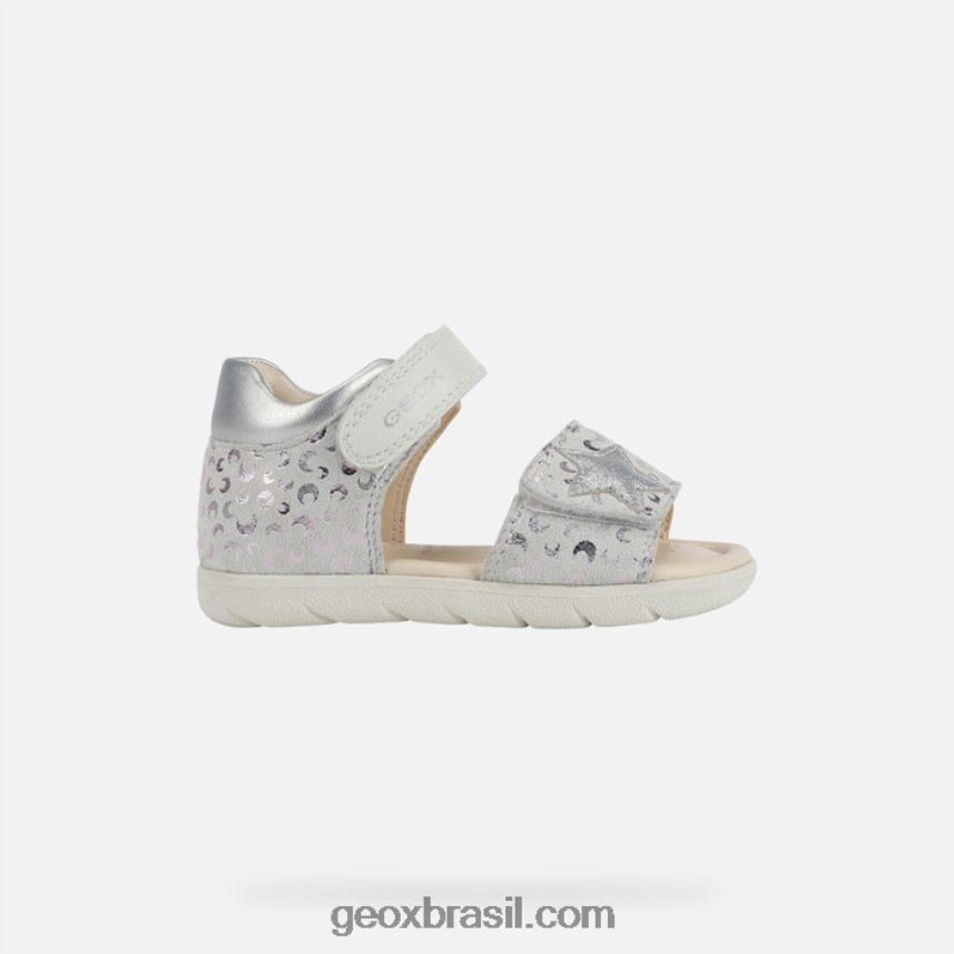 sandália alul criança prata branca Geox 28TF8X1599