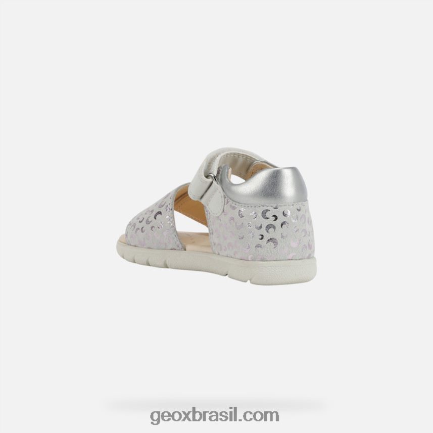 sandália alul criança prata branca Geox 28TF8X1599