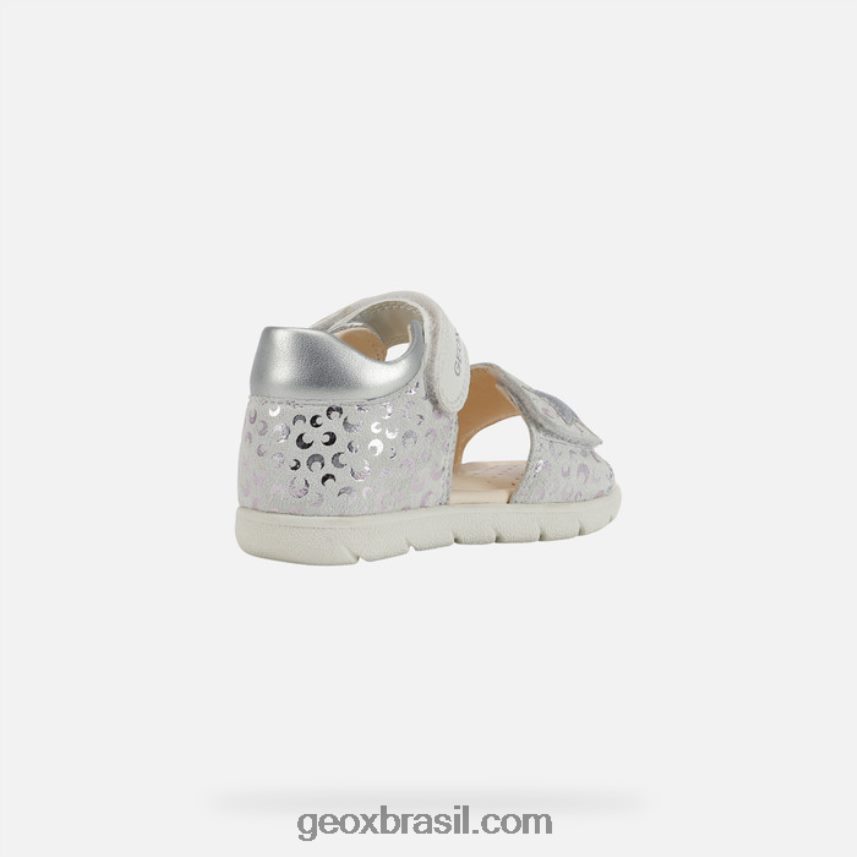 sandália alul criança prata branca Geox 28TF8X1599