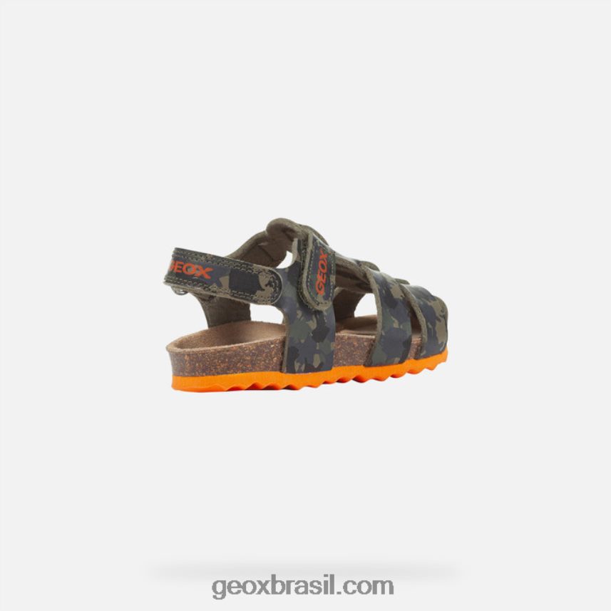 sandália giz criança militar/laranja Geox 28TF8X1498