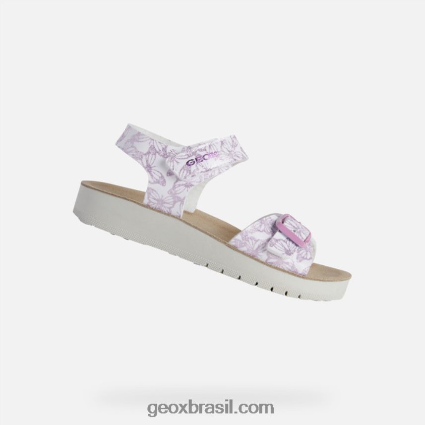 sandália costarei menina branco/rosa Geox 28TF8X1940
