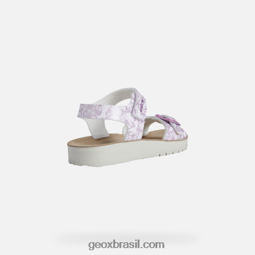 sandália costarei menina branco/rosa Geox 28TF8X1940