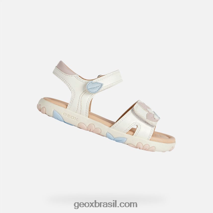 sandália haiti menina branco/rosa claro Geox 28TF8X1088