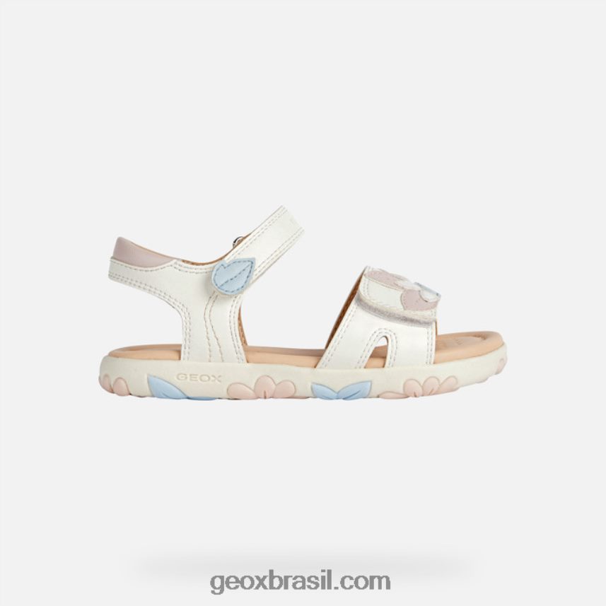 sandália haiti menina branco/rosa claro Geox 28TF8X1088