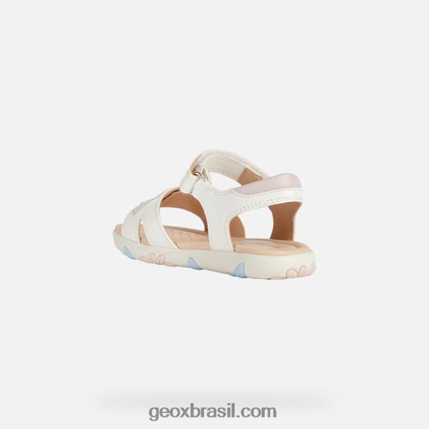 sandália haiti menina branco/rosa claro Geox 28TF8X1088