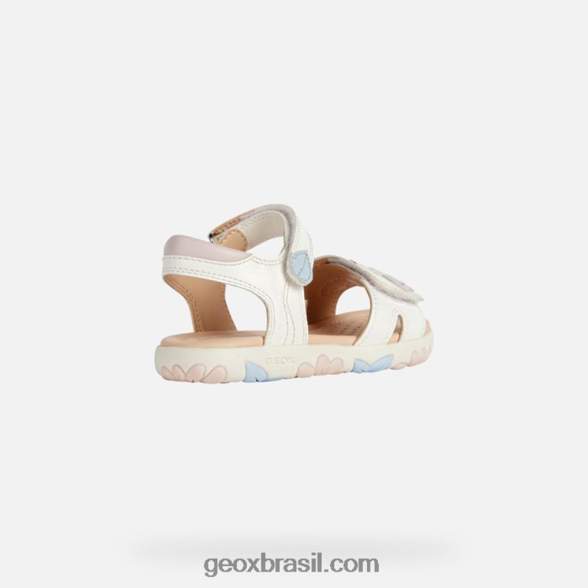 sandália haiti menina branco/rosa claro Geox 28TF8X1088