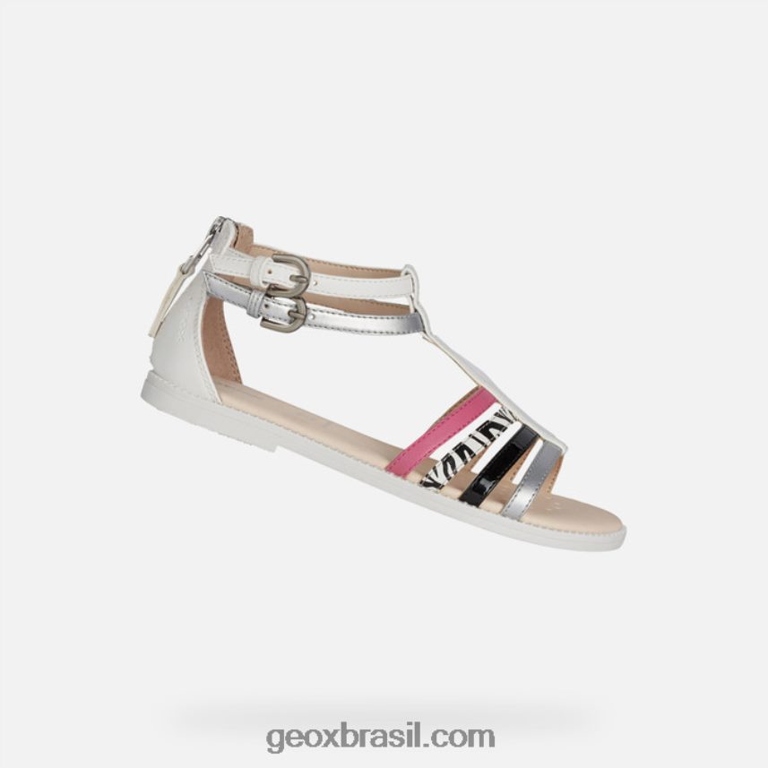 sandália karly menina branco/prata/preto Geox 28TF8X1143