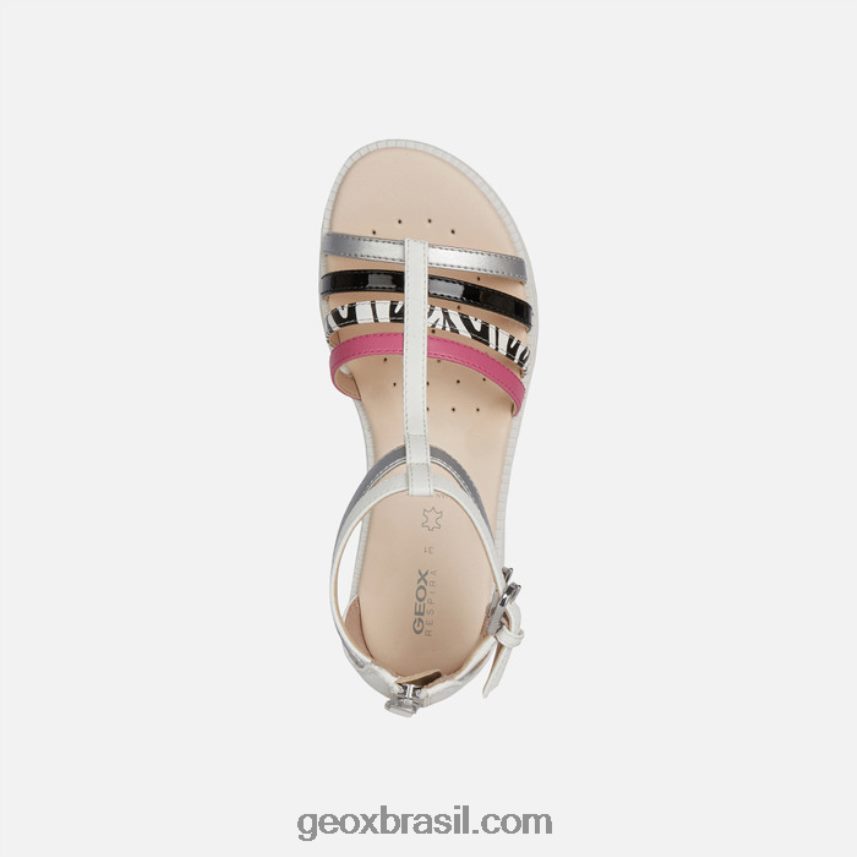 sandália karly menina branco/prata/preto Geox 28TF8X1143
