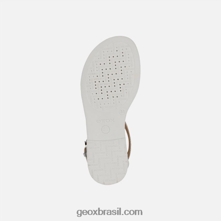 sandália karly menina branco/prata/preto Geox 28TF8X1143