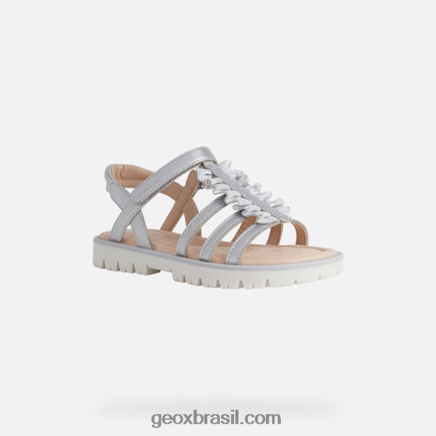 sandália starblush menina prata Geox 28TF8X1937