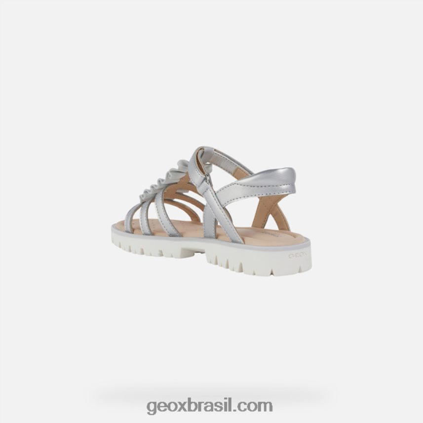 sandália starblush menina prata Geox 28TF8X1937