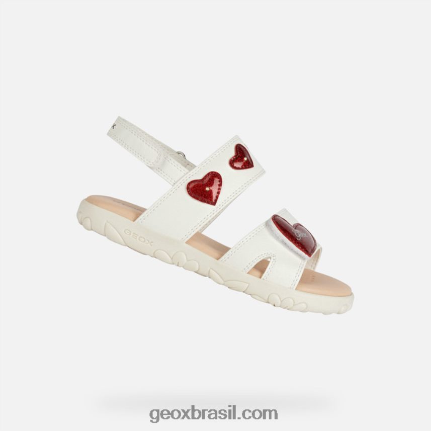 sandália haiti menina branco/vermelho Geox 28TF8X1880