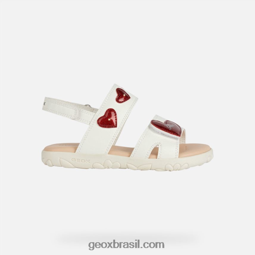 sandália haiti menina branco/vermelho Geox 28TF8X1880