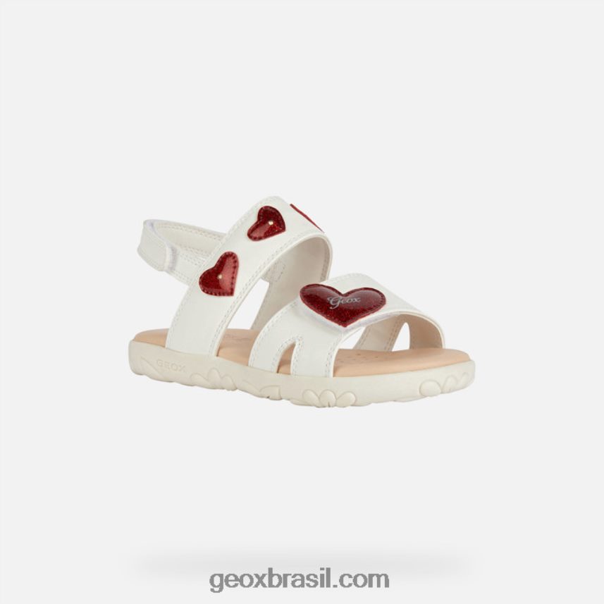 sandália haiti menina branco/vermelho Geox 28TF8X1880