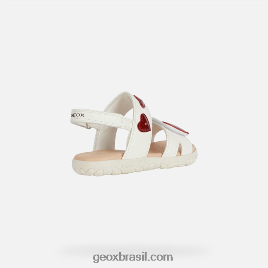 sandália haiti menina branco/vermelho Geox 28TF8X1880