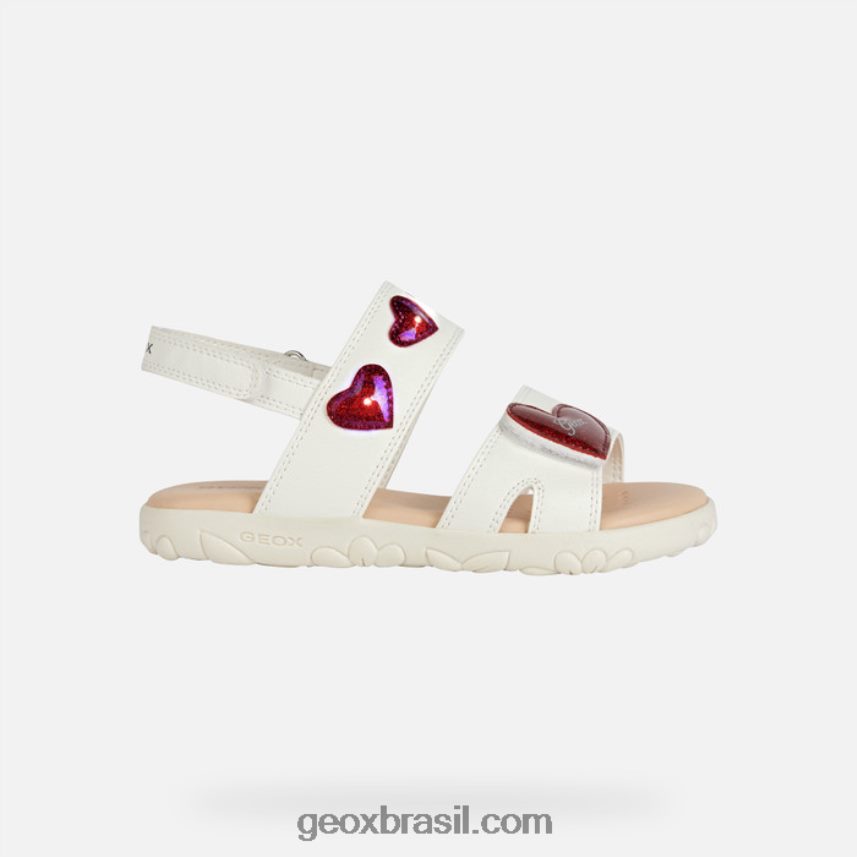 sandália haiti menina branco/vermelho Geox 28TF8X1880